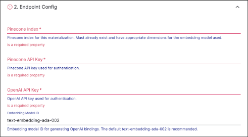 Configuring the Pinecone Materialization Connector