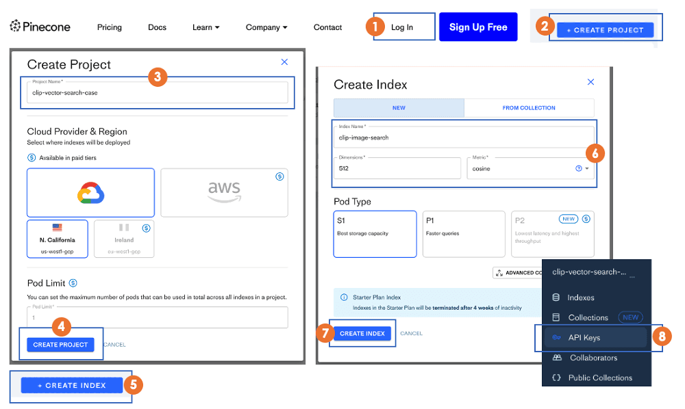 Eight main steps to acquire your Pinecone Client API