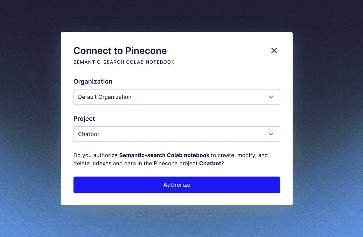 Connect to Pinecone