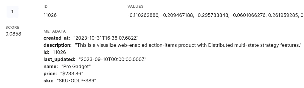 Metadata is used to connect Postgres with the Pinecone index