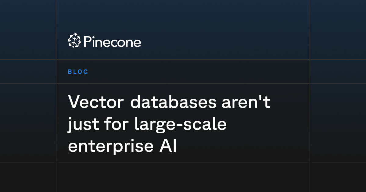 Vector databases aren't just for large-scale enterprise AI | Pinecone